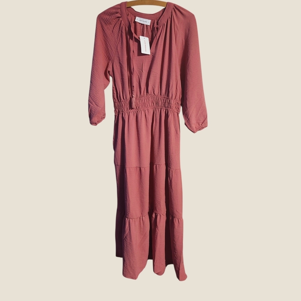 Lucky Brand Dusty Cedar Long Sleeve Dress Sz M - Picture 2 of 7
